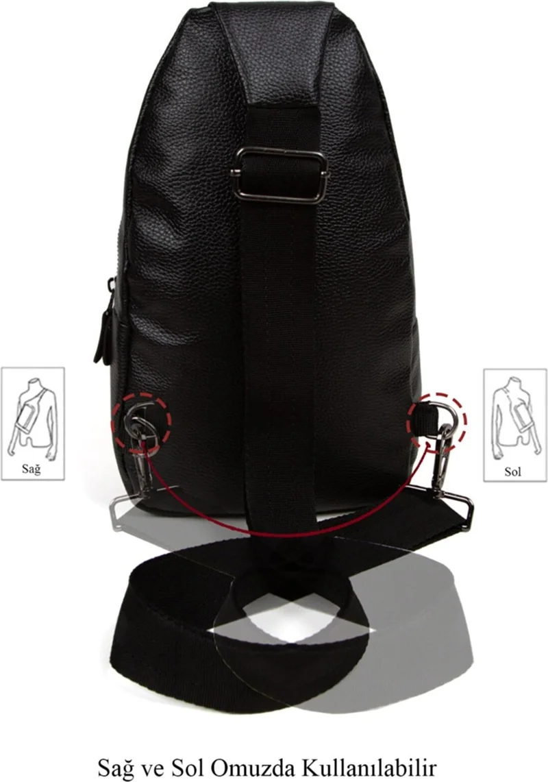 Avca Leather Cross Strap Bag Chest Bag Shoulder Bag with Headphone Outlet Single Arm Bodybag
