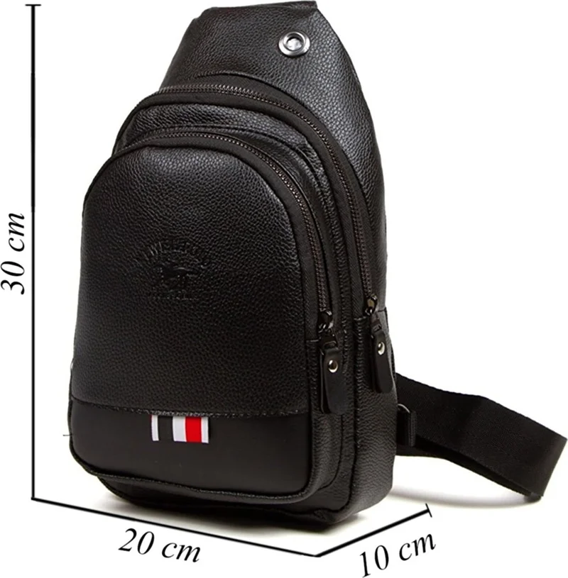 Avca Leather Cross Strap Bag Chest Bag Shoulder Bag with Headphone Outlet Single Arm Bodybag