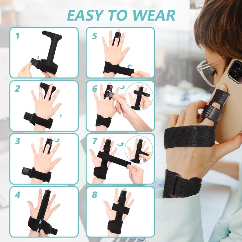 Trigger Finger Splint, Broken Finger, Hand Brace for Metatarsal Finger, Adjustable Trigger Finger Brace for Index, Middle, Ring and Pinky (Large/X-Large) - Image 1