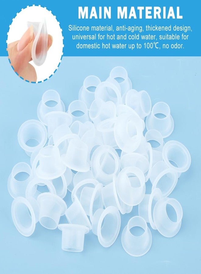 HONUTIGE 50Pcs Silicone Faucet Sealing Gasket, Triangle Valve Cover, Clear, 50 Count - Image 4