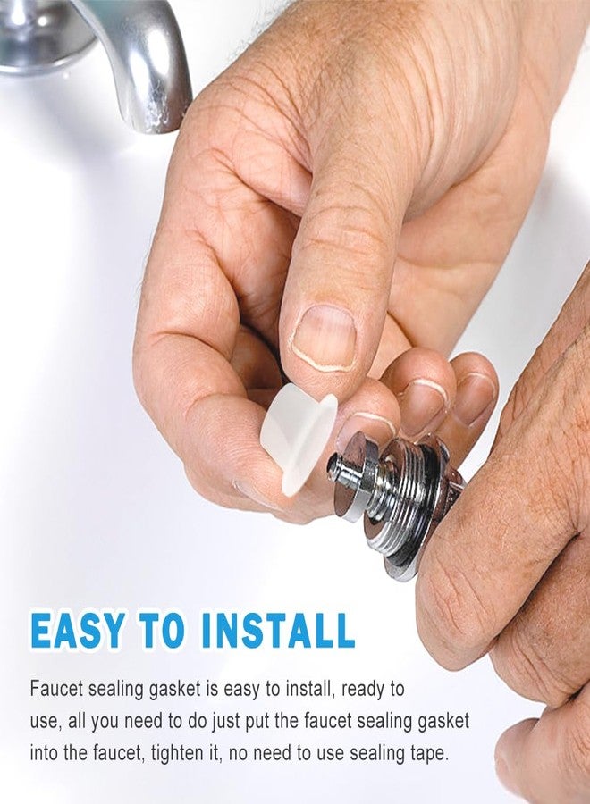 HONUTIGE 50Pcs Silicone Faucet Sealing Gasket, Triangle Valve Cover, Clear, 50 Count - Image 3