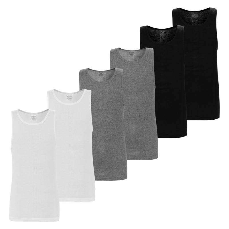 Athllete Menâ€™s Athletic Fit Tank Tops 6 Pack - 100% Cotton Breathable Sleeveless Undershirts - Image 5