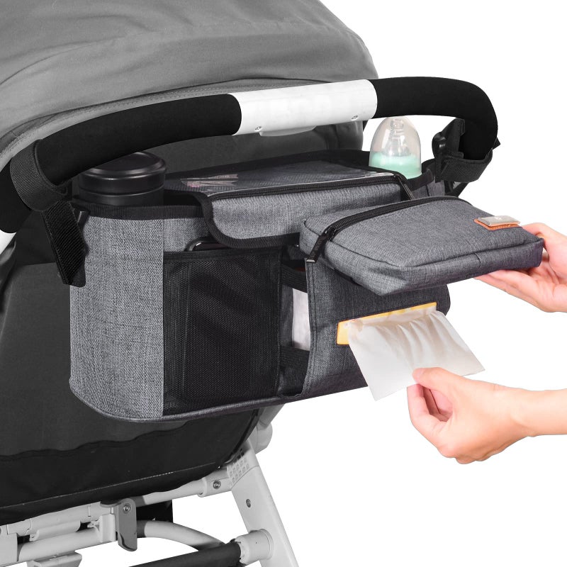 Chicco New Upgraded Buggy Organiser Pram Bag, Holds 2 Baby Cup Holders, Used as Carry-On Handbag-Universal Fit All Buggy Models - Image 1