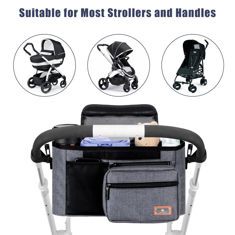 Chicco New Upgraded Buggy Organiser Pram Bag, Holds 2 Baby Cup Holders, Used as Carry-On Handbag-Universal Fit All Buggy Models - Image 2