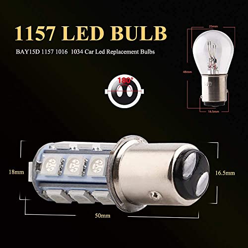 YM EBright Everbright Blue 1157 Led Bulb, 1016 1034 7528 BAY15D Base 18 SMD 5050 LED Replacement Bulb For RV SUV MPV Car Brake Light Backup Lamps DC 12V (Pack of 4) - Image 5