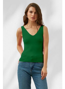 Tena Women's Green Front Back V-Neck Undershirt  - Image 3