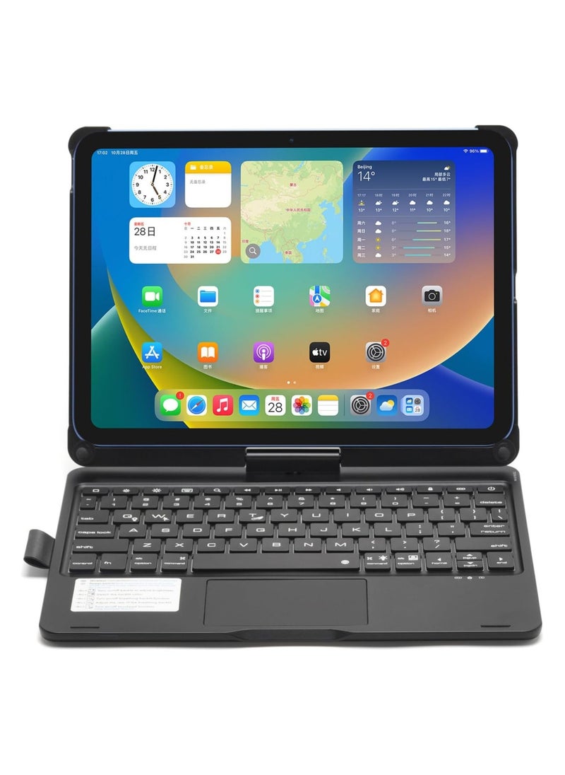 Rotating Magic Smart Bluetooth Keyboard Case for 10th Generation iPad 10.9-inch 2022 (Models: A2757, A2777) with Trackpad RGB Backlit Keyboard