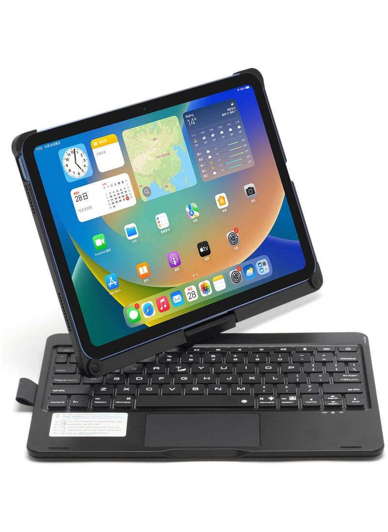 Rotating Magic Smart Bluetooth Keyboard Case for 10th Generation iPad 10.9-inch 2022 (Models: A2757, A2777) with Trackpad RGB Backlit Keyboard