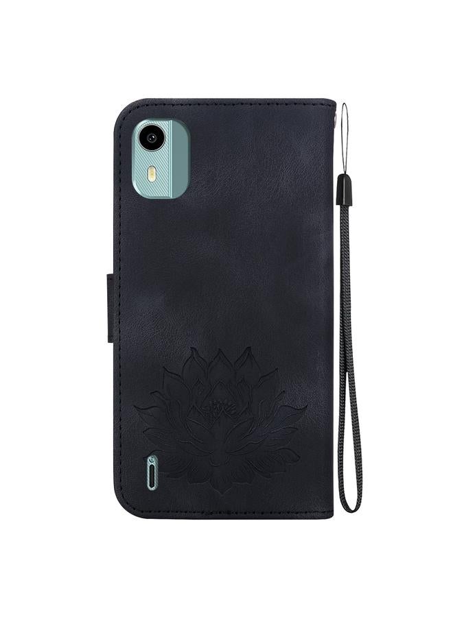 اس-توب جراب لهاتف Nokia C12 مصنوع من الجلد المنقوش بنقشة لوتس - Image 3