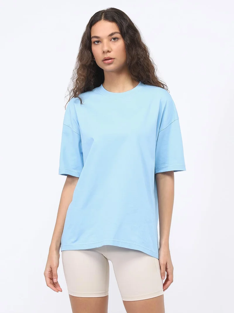 نوبيرو Blue Oversized T-Shirt for Women