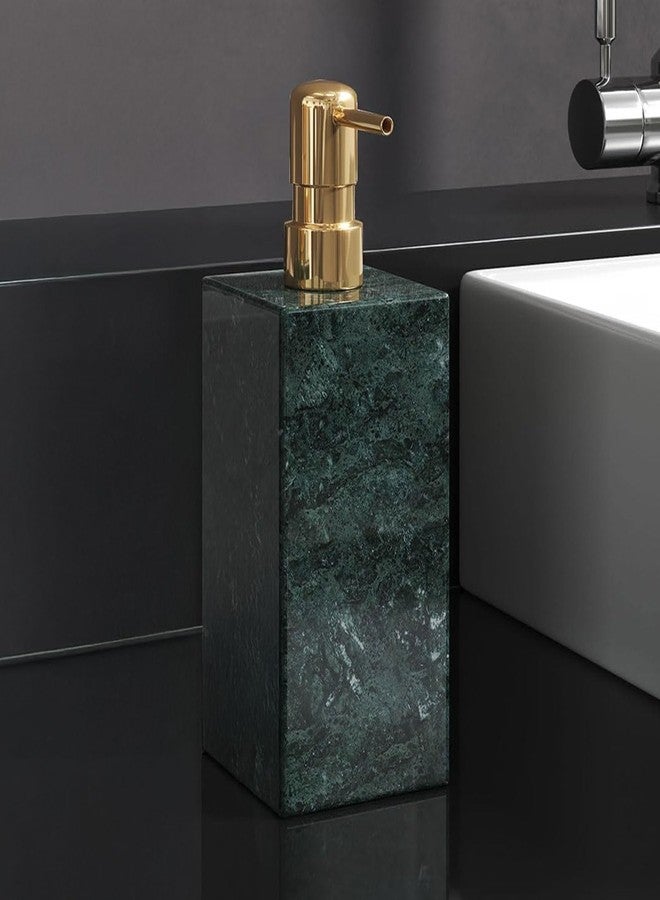 AUSAULAC Real Natural Marble Soap Dispenser with Stainless Steel Pump Decorative Liquid Hand Soap Bottle for Kitchen Bathroom, Compatible with Lotion, Dish Soap Shower Gel (Green 1 Set) - Image 1