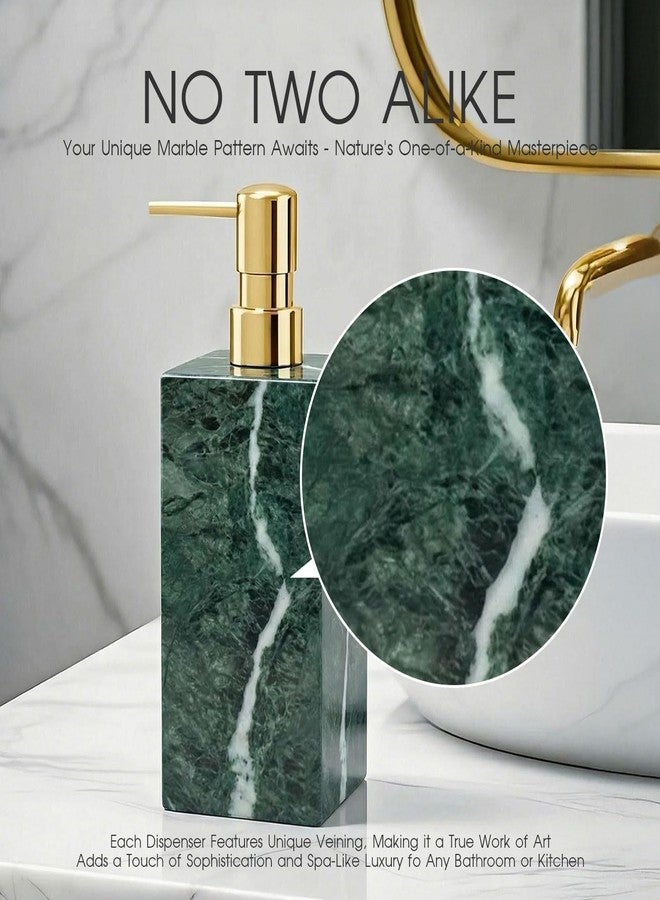 AUSAULAC Real Natural Marble Soap Dispenser with Stainless Steel Pump Decorative Liquid Hand Soap Bottle for Kitchen Bathroom, Compatible with Lotion, Dish Soap Shower Gel (Green 1 Set) - Image 4