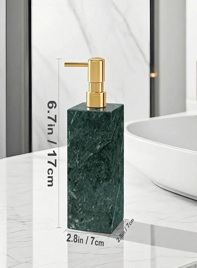AUSAULAC Real Natural Marble Soap Dispenser with Stainless Steel Pump Decorative Liquid Hand Soap Bottle for Kitchen Bathroom, Compatible with Lotion, Dish Soap Shower Gel (Green 1 Set) - Image 3