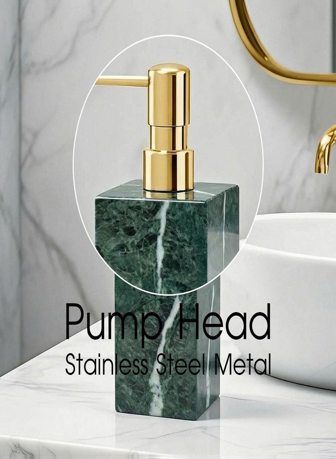 AUSAULAC Real Natural Marble Soap Dispenser with Stainless Steel Pump Decorative Liquid Hand Soap Bottle for Kitchen Bathroom, Compatible with Lotion, Dish Soap Shower Gel (Green 1 Set) - Image 5