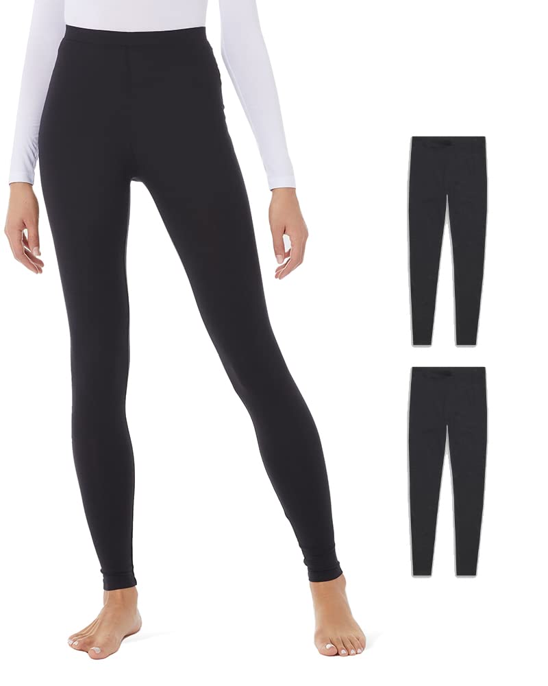 32 Degrees Women's 2 Pack Performance Ultra Light Thermal Baselayer Legging Pant, Black/Black, Medium - Image 1