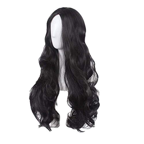 LUSH LOCKS® Womens/Ladies 70cm Black Color Long Curly natural Cosplay/Costume/Anime/Party/Bangs Full Sexy Synthetic Hair Wig (70cm,Curly,Black) - Image 1