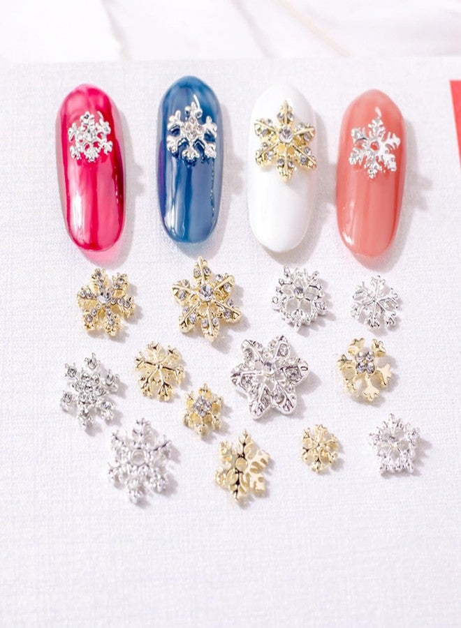 DANNEASY 36pcs 3D Silver Snowflake Nail Charms Alloy Hollow Nail Snowflake Nail Jewels Charms for Nails Flat-Back Nail Rhinestone Diamond Nail Studs Nail Decoration for Nail Art - Image 2