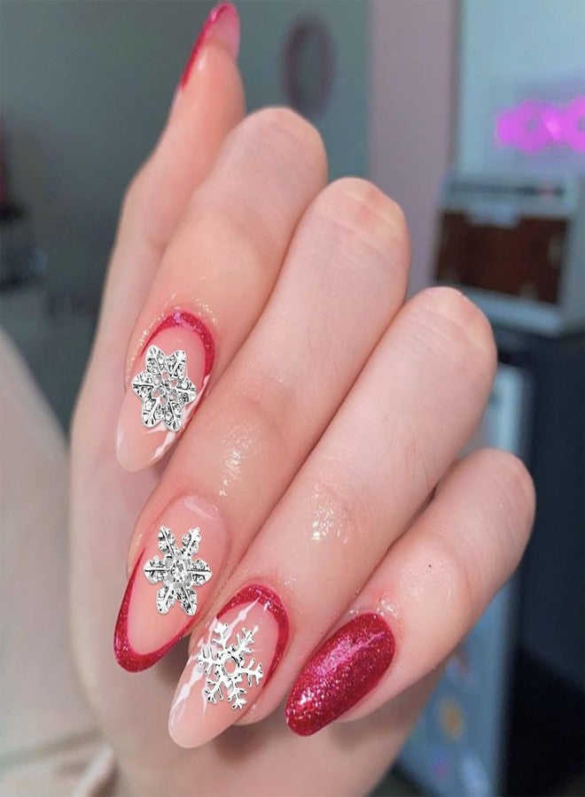 DANNEASY 36pcs 3D Silver Snowflake Nail Charms Alloy Hollow Nail Snowflake Nail Jewels Charms for Nails Flat-Back Nail Rhinestone Diamond Nail Studs Nail Decoration for Nail Art - Image 4