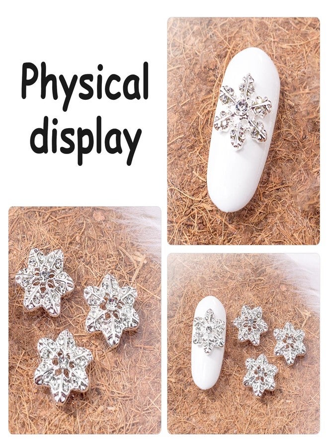 DANNEASY 36pcs 3D Silver Snowflake Nail Charms Alloy Hollow Nail Snowflake Nail Jewels Charms for Nails Flat-Back Nail Rhinestone Diamond Nail Studs Nail Decoration for Nail Art - Image 5