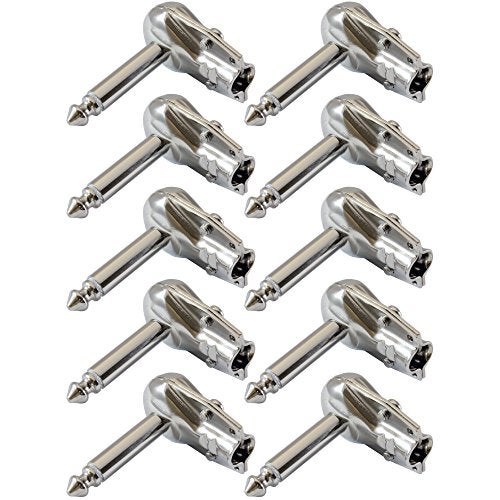GLS Audio 1/4" Right Angle Plugs TS Mono Flat Low Profile Pancake Style for Speaker Cables, Patch Cables, Snakes - Male 1/4 Inch Phono 6.3mm Phone Plug Bulk - 10 Pack - Image 1