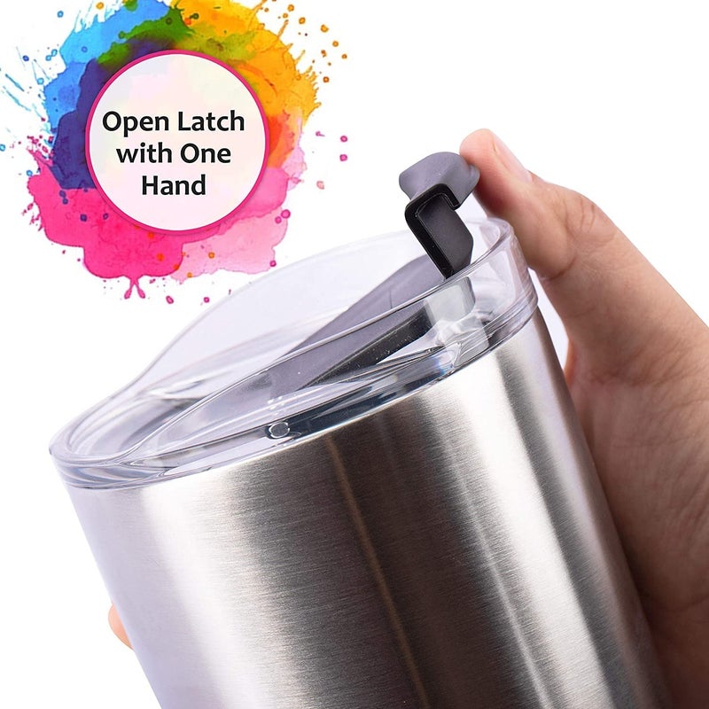 dscvr 2 Pcs Tumbler Replacement Lid Spill Proof, Shatter Resistant, Perfect Fit Lids Compatible with YETI Rambler, Ozark Trails,Fits Inside Diameter of 3.2 inch Tumbler (20 oz., Black) - Image 3