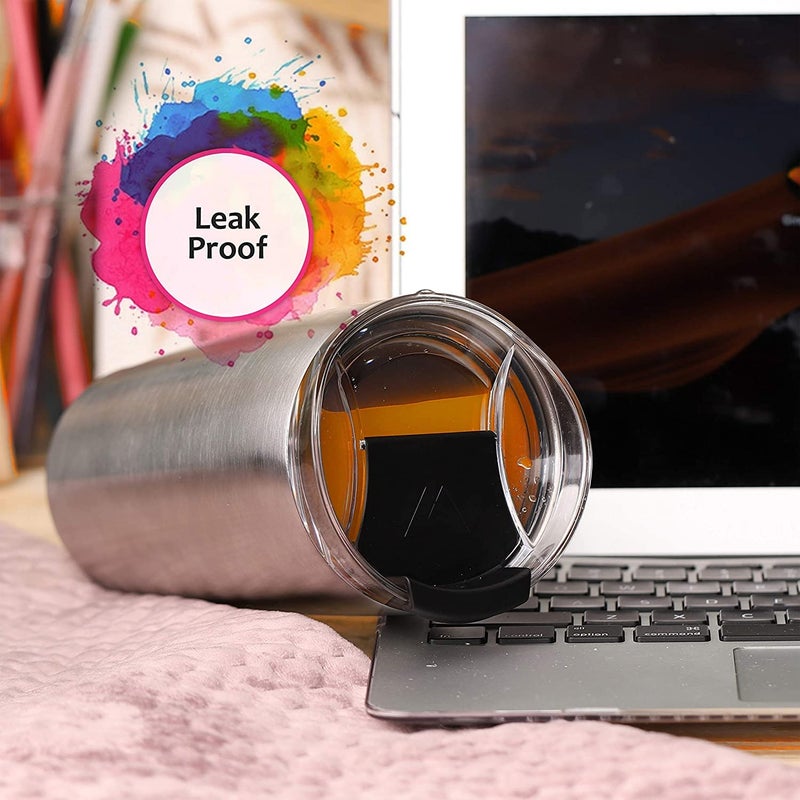 dscvr 2 Pcs Tumbler Replacement Lid Spill Proof, Shatter Resistant, Perfect Fit Lids Compatible with YETI Rambler, Ozark Trails,Fits Inside Diameter of 3.2 inch Tumbler (20 oz., Black) - Image 4