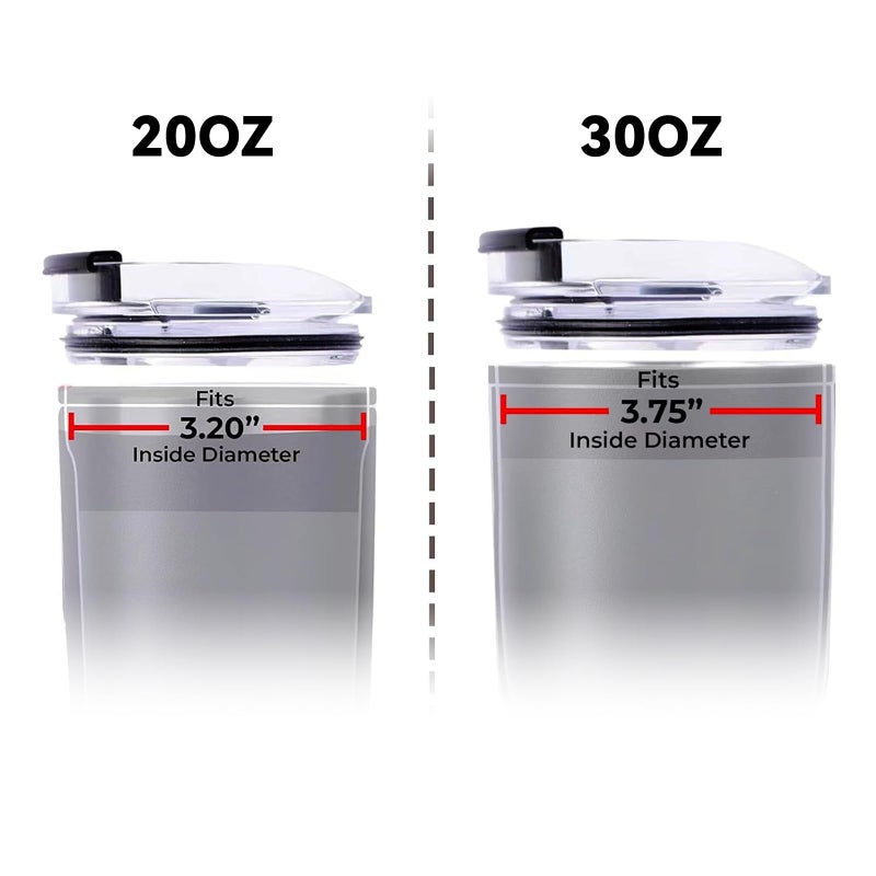 dscvr 2 Pcs Tumbler Replacement Lid Spill Proof, Shatter Resistant, Perfect Fit Lids Compatible with YETI Rambler, Ozark Trails,Fits Inside Diameter of 3.2 inch Tumbler (20 oz., Black) - Image 2