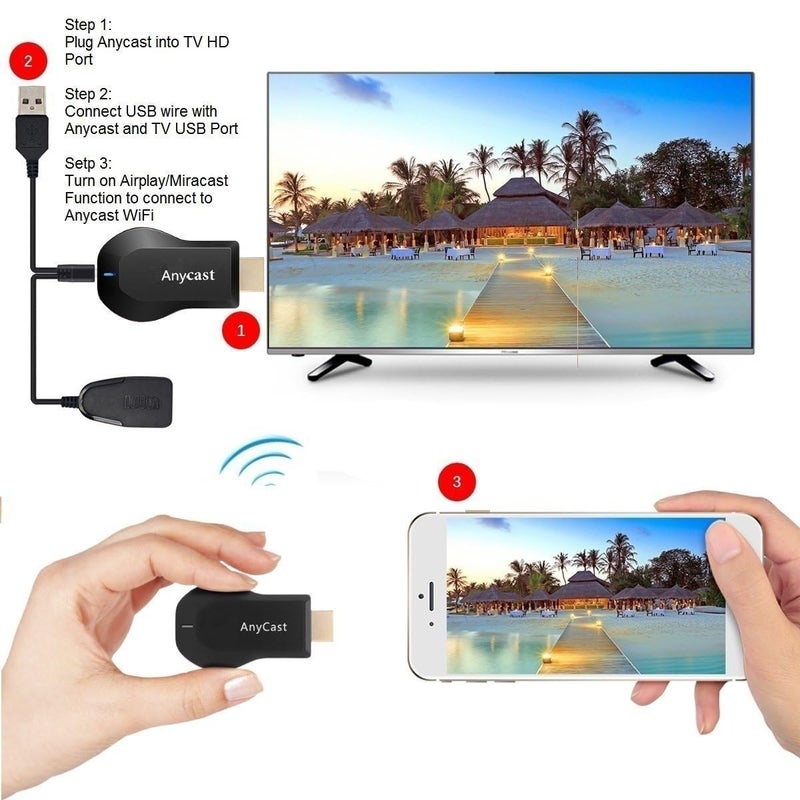 SmartSee محول عرض لاسلكي SmartSee Anycast HD WiFi 1080P لمرايا الشاشة المحمولة لجهاز iPhone و Mac و iOS و Android إلى التلفاز وجهاز العرض يدعم Miracast و Airplay و DLNA - Image 2