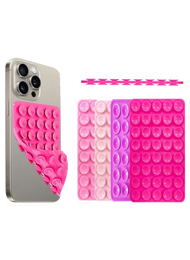 Generic 4 Pcs Silicone Suction Cup Phone Case Holder, Smartphone Silicone Adhesive Phone Accessories, Hands-Free Mirror Shower Selfie Phone Holder, (Purple， Rose Red ，Deep Pink ，Light Pink)  - Image 1