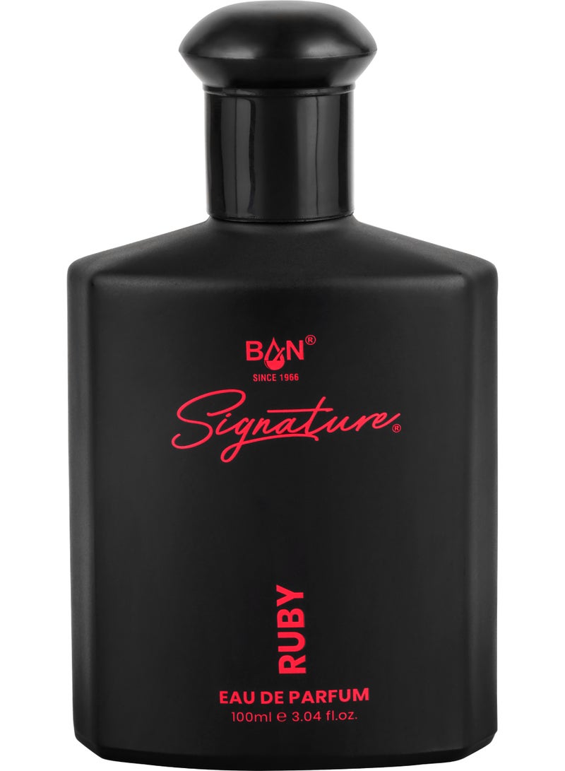 Signature Ruby Eau de Parfum for Men Long Lasting Aromatic Woody Perfume, 100ml - Image 1