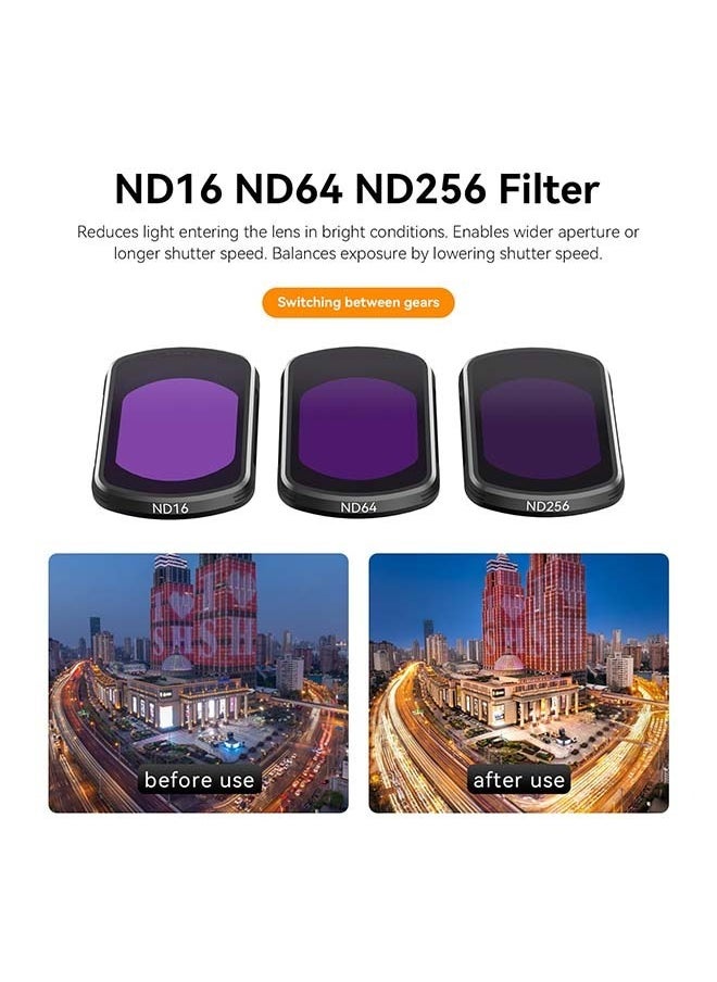 تيليسن طقم أدوات تركيب العدسات المغناطيسية من TELESIN لـ DJI Pocket 3 ملحقات، 4 عبوات CPL ND16 ND64 ND256 مستقطبة بكثافة محايدة HD فائقة النحافة من زجاج كورنينج مجموعة أدوات حماية العدسات  - Image 2