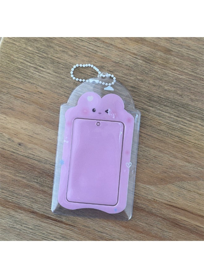NIBEMINENT 1 - Piece Transparent Cute Animal Cartoon Kpop Photo Card Holder Pendant Key Chain ID Badge Holder ID Card Holder Photo Card Protector for School ID Office ID Access Card for Women Girls - Image 1