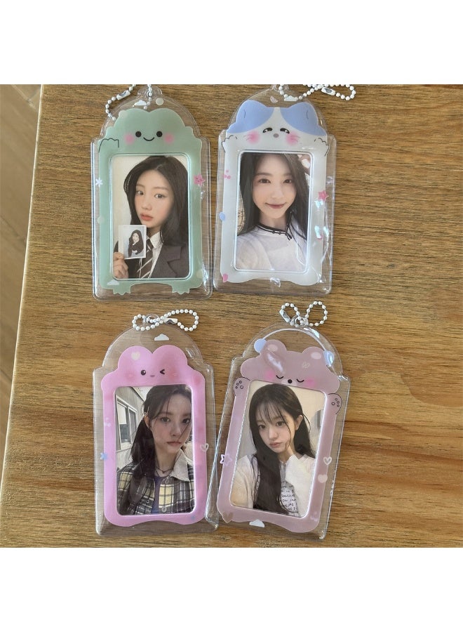NIBEMINENT 1 - Piece Transparent Cute Animal Cartoon Kpop Photo Card Holder Pendant Key Chain ID Badge Holder ID Card Holder Photo Card Protector for School ID Office ID Access Card for Women Girls - Image 2
