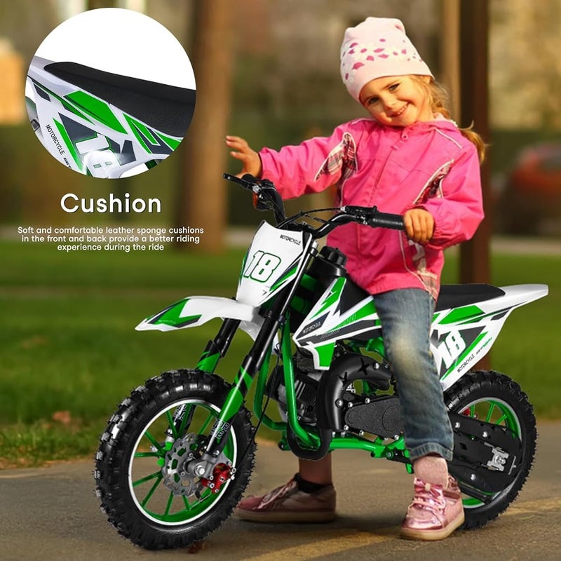 YOXIER 50cc Kids Dirt Bike,2-Stroke Gas Dirt Bike, Dirt Bike for Kids 8-14,Gas Power Pocket Rocket Bike,Gas Motorcycle with Front Rear Disc Brakes, Off Road Mini Motorcycle Max Load 330Lbs - Image 3