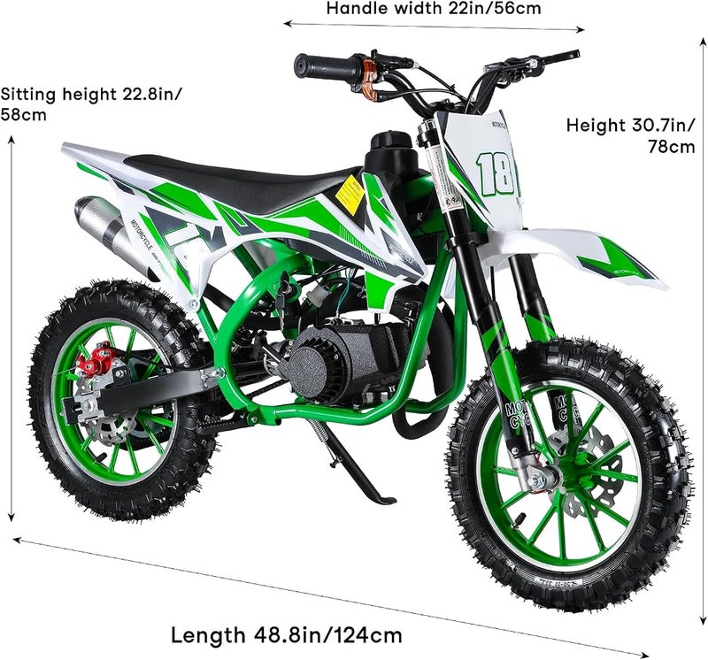 YOXIER 50cc Kids Dirt Bike,2-Stroke Gas Dirt Bike, Dirt Bike for Kids 8-14,Gas Power Pocket Rocket Bike,Gas Motorcycle with Front Rear Disc Brakes, Off Road Mini Motorcycle Max Load 330Lbs - Image 4