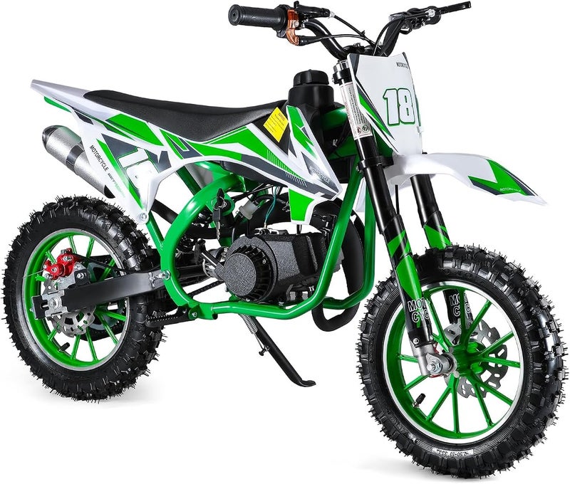 YOXIER 50cc Kids Dirt Bike,2-Stroke Gas Dirt Bike, Dirt Bike for Kids 8-14,Gas Power Pocket Rocket Bike,Gas Motorcycle with Front Rear Disc Brakes, Off Road Mini Motorcycle Max Load 330Lbs - Image 1