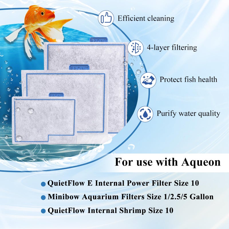 Pryitier 8 Pack Small Filter Cartridge Compatible with Aqueon Filters, Aquarium Fish Tank Filter Cartridges Replacement for QuietFlow E Internal Power Filter Size 10 and Minibow Aquarium Filters Size 1/2.5/5 - Image 4