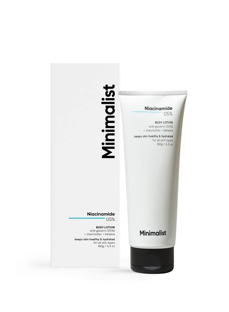 MINIMALIST Niacinamide 5% Body Lotion Repairs Skin Barrier  Nourishes With Shea Butter 180gm - Image 1