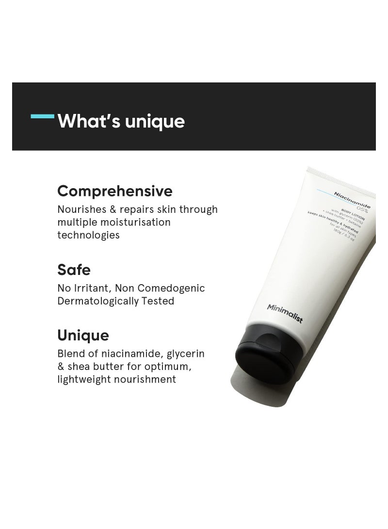 MINIMALIST Niacinamide 5% Body Lotion Repairs Skin Barrier  Nourishes With Shea Butter 180gm - Image 4