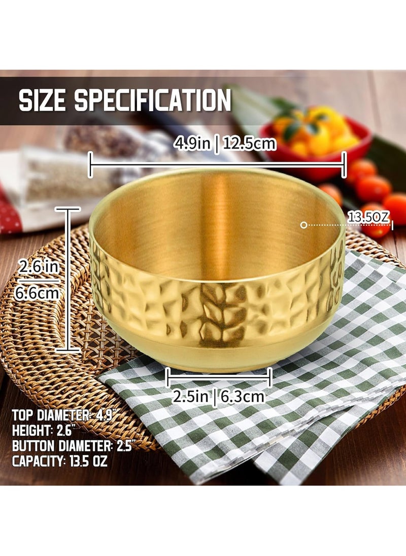 Generic - Small Bowls, Stainless Steel Double-Walled Insulated Serving Soup Bowls, 13.5 Oz Metal Ice Cream Cereal Bowl, Deep Dessert Dipping Sauce Rice Bowls for Kitchen Gold, 2 Pcs - Image 1