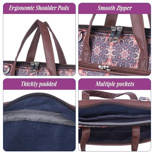 Protecta Stride Floral Printed Laptop Messenger Bag for Men and Women for Office 16 inch Use Macbook Office Briefcase Bag Print Padded Sleeve Straps Durable Design Lightweight 18L Vintage Print - Image 3