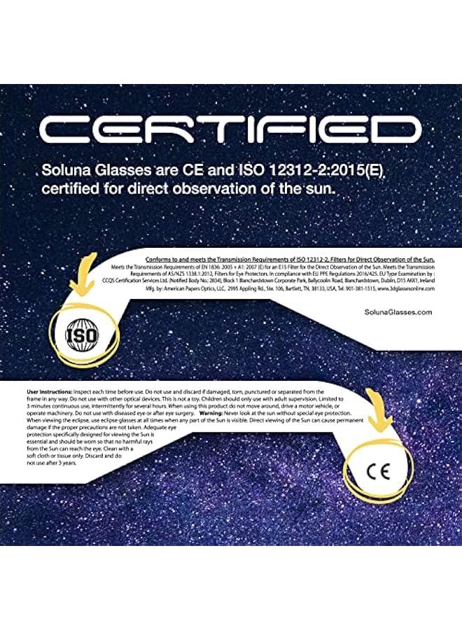 عربست نظارات الكسوف الشمسي AAS الموافقة 2024 - مصنوعة في الولايات المتحدة شهادة CE و ISO معتمدة الظلال الآمنة للرؤية المباشرة للشمس (حزمة 5)  - Image 3