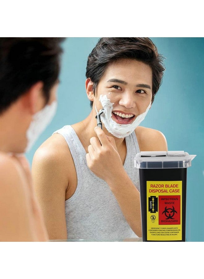 TEONEI Eonei Razor Blades Dispenser Case Small Portable Sharps Container Razor Blades Disposal Case Disposable Razor Cutter Container Barber Shop Storage Container (Black) - Image 4