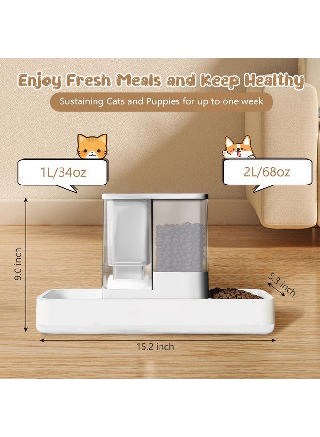 GearRoot GearRoot Automatic Cat Feeder and Water Dispenser, 2 in 1 Gravity Pet Food Feeder and Water Dispenser Detachable Cat Food Dispenser for Small Dogs and Cats, White - Image 2
