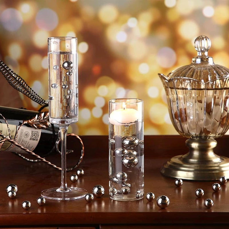 Zsynka 60 Pieces Floating NO Hole Pearls and 500 Pieces Transparent Water Gels,Pearl Beads Gold Floating Beads for Vases Floating Candles Home Weddings Table Centerpieces Party Decor (Cream White) - Image 3