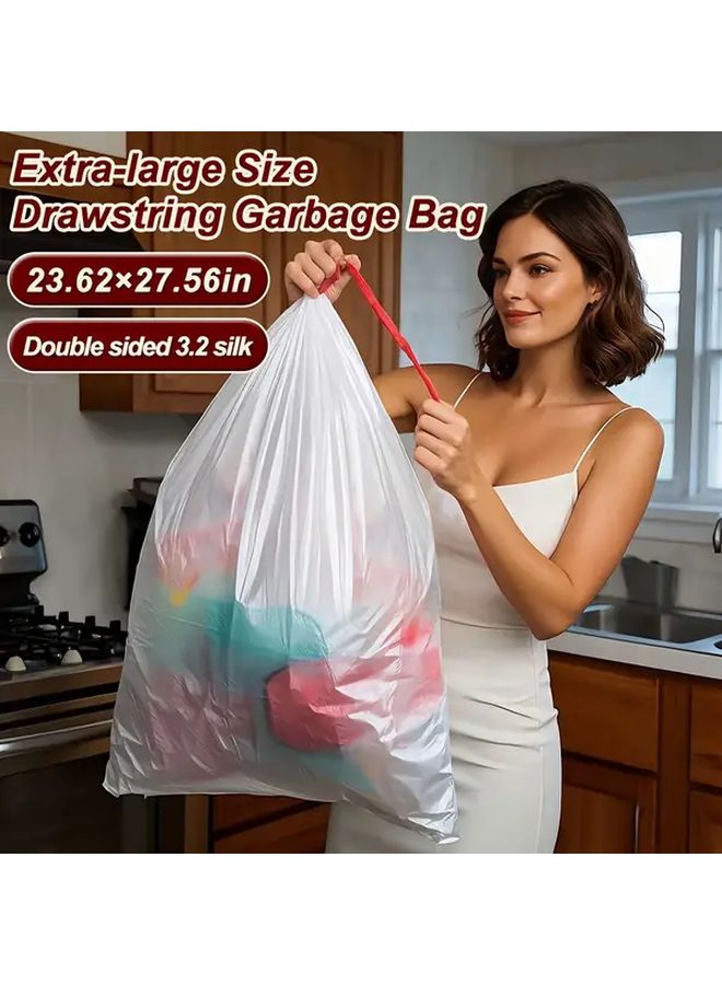 Extra Large Heavy Duty Drawstring Trash Bags 27 56x23 62 Inches 13 21 Gallon 60 Count 2 Rolls - Image 1