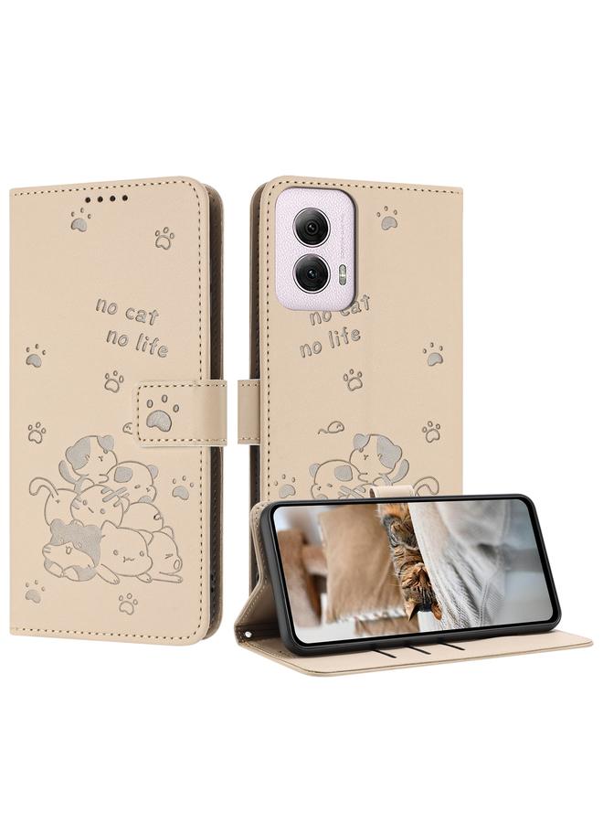 اس-توب جراب لهاتف Motorola Moto G Power 5G 2024، جراب جلدي منقوش عليه صورة قطة صغيرة مع حبل تعليق - Image 1