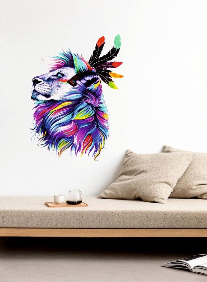 Akki Wold Beautifil Multi Lion Wall Sticker for Living Room, Kids Room, Office Size - (52CM X 36CM) - Image 2