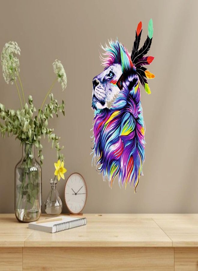 Akki Wold Beautifil Multi Lion Wall Sticker for Living Room, Kids Room, Office Size - (52CM X 36CM) - Image 3