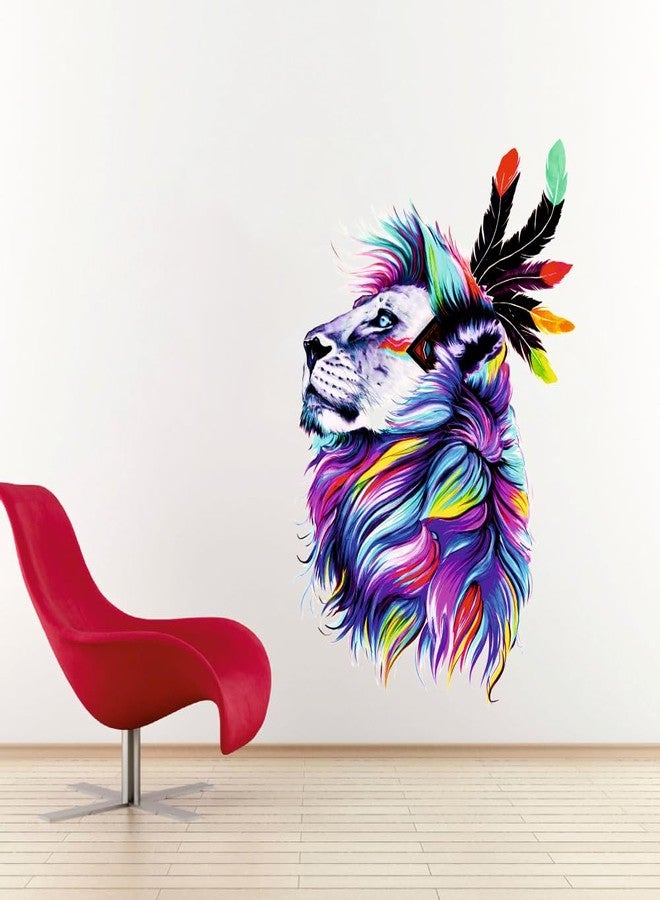Akki Wold Beautifil Multi Lion Wall Sticker for Living Room, Kids Room, Office Size - (52CM X 36CM) - Image 1